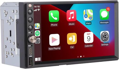LXKLSZ Wireless Carplay Wireless Android Auto Double Din ستيريو سيارة مع سطوع تلقائي 7in IPS تعمل باللمس وكاميرا الرؤية الخلفية AHD / بلوتوث / وصلة مرآة / FM / AM / USB Type-C in Kuwait