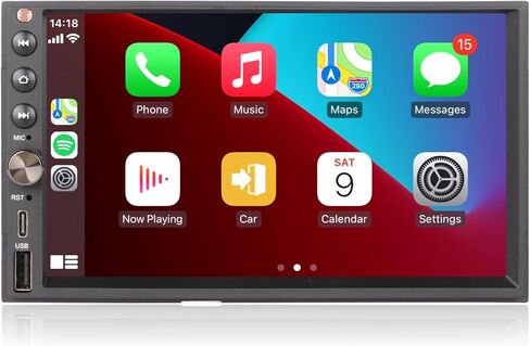 LXKLSZ Wireless Carplay Wireless Android Auto Double Din ستيريو سيارة مع سطوع تلقائي 7in IPS تعمل باللمس وكاميرا الرؤية الخلفية AHD / بلوتوث / وصلة مرآة / FM / AM / USB Type-C in Kuwait