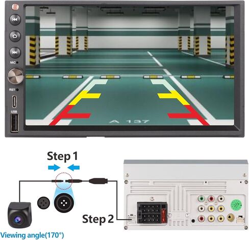 LXKLSZ Wireless Carplay Wireless Android Auto Double Din ستيريو سيارة مع سطوع تلقائي 7in IPS تعمل باللمس وكاميرا الرؤية الخلفية AHD / بلوتوث / وصلة مرآة / FM / AM / USB Type-C in Kuwait