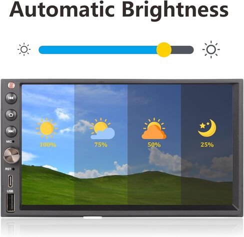 LXKLSZ Wireless Carplay Wireless Android Auto Double Din ستيريو سيارة مع سطوع تلقائي 7in IPS تعمل باللمس وكاميرا الرؤية الخلفية AHD / بلوتوث / وصلة مرآة / FM / AM / USB Type-C in Kuwait