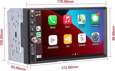 LXKLSZ Wireless Carplay Wireless Android Auto Double Din ستيريو سيارة مع سطوع تلقائي 7in IPS تعمل باللمس وكاميرا الرؤية الخلفية AHD / بلوتوث / وصلة مرآة / FM / AM / USB Type-C in Kuwait