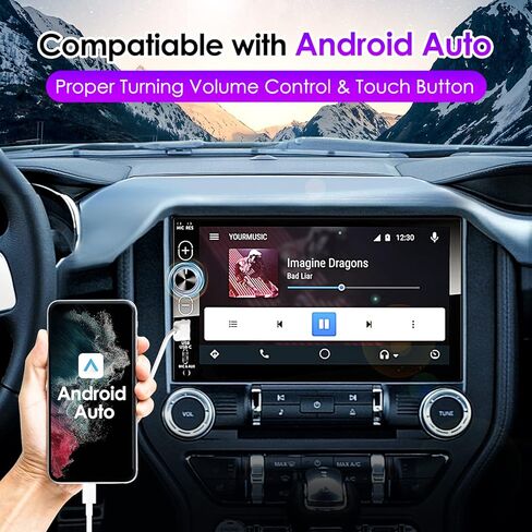 Double Din Car Stereo Apple Carplay & Android Auto 7-Inch Full HD Touchscreen Car Audio Receiver with Bluetooth, FM Radio, USB & Type-C Ports, External Mic/AUX Input, Rear View Camera, Mirror Link in Kuwait