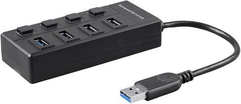 موزع سفر مونوبرايس ميني 4 منافذ USB 3.0 - سرعة تصل إلى 5.0 جيجابت في الثانية، التوصيل والتشغيل، أسود in Saudi Arabia