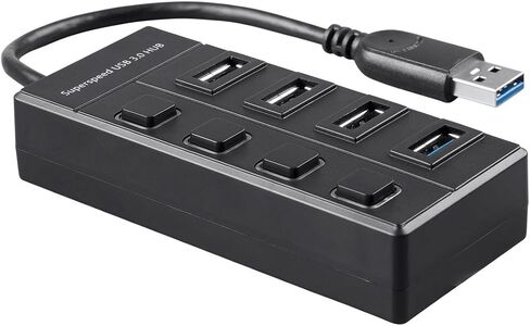 موزع سفر مونوبرايس ميني 4 منافذ USB 3.0 - سرعة تصل إلى 5.0 جيجابت في الثانية، التوصيل والتشغيل، أسود in Saudi Arabia