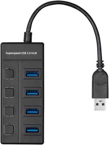 موزع سفر مونوبرايس ميني 4 منافذ USB 3.0 - سرعة تصل إلى 5.0 جيجابت في الثانية، التوصيل والتشغيل، أسود in Saudi Arabia