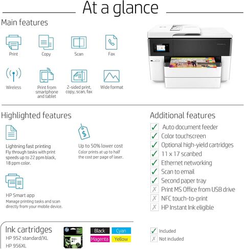 HP - طابعة ديسك جيتس G5J38A B1H اوفيس جيت برو 7740 بتنسيق واسع الكل في واحد مع طباعة مزدوجة in Saudi Arabia