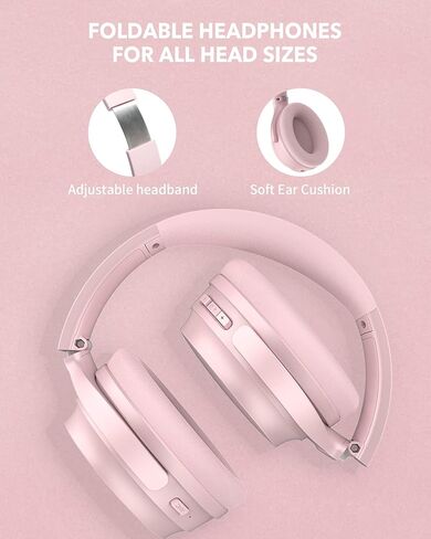 سماعات رأس HROEENOI لاسلكية تعمل بإلغاء الضوضاء تعمل بتقنية البلوتوث فوق الأذن، وأغطية أذن من إسفنج الذاكرة، وشحن سريع لمدة 40 ساعة من اللعب، مثالية للسفر والمكتب المنزلي وتمارين صالة الألعاب الرياضية، فضي in Kuwait