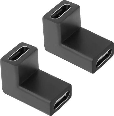 محول GELRHONR 90 درجة USB C أنثى إلى أنثى، وصلة زاوية يمين ويسار لأعلى ولأسفل من النوع C تدعم الشحن ونقل البيانات لأجهزة الكمبيوتر المحمول، والهاتف المحمول، وPC-2pack (أسود - يمين وأعلى) in Saudi Arabia