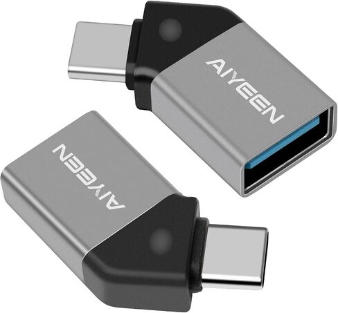 USB C to USB Adapter(2 Pack), 90 Degree USB C Male to USB 3.0 Female Adapter OTG Converter Compatible with MacBook Pro 2019/2018, Samsung and More USB-C Device, Gray in Saudi Arabia