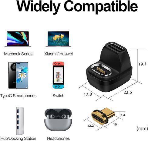 Minopara Magnetic USB C Adapter (U-Shape, 2 Packs), 40Gbps USB4.0 Type C Connector Compatible with Thunderbolt3, 100W 8K@60Hz 4K@144Hz Video Output, Compatible for MacBook Pro Air and Type C Device in Saudi Arabia