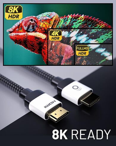 ايكوجير كيبل HDMI فائق السرعة - كيبل معتمد بطول 2 قدم مع غلاف مضفر مرن - احصل على 4k @ 120Hz على PS5 وXbox Series X - يدعم 8k وHDR وeArc، ودولبي فيجن والمزيد in Kuwait