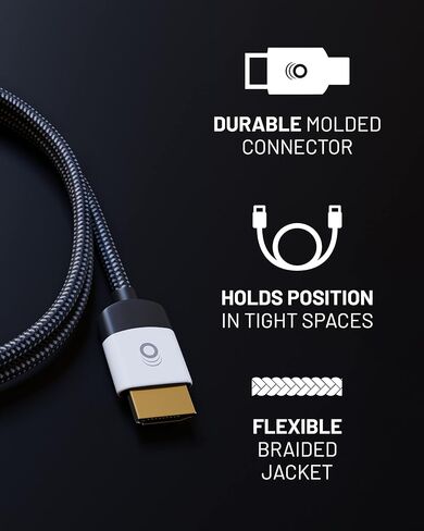 ايكوجير كيبل HDMI فائق السرعة - كيبل معتمد بطول 2 قدم مع غلاف مضفر مرن - احصل على 4k @ 120Hz على PS5 وXbox Series X - يدعم 8k وHDR وeArc، ودولبي فيجن والمزيد in Kuwait