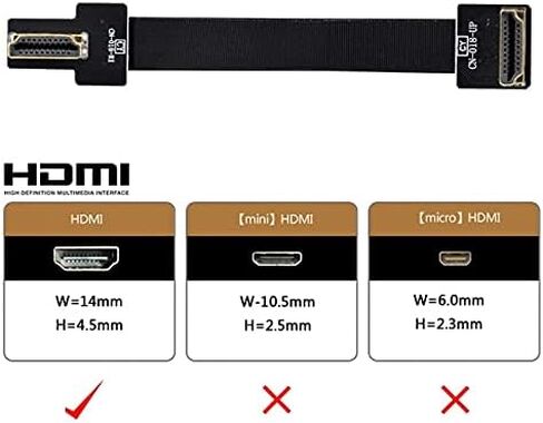 NFHK CYFPV مزدوج 90 درجة بزاوية قائمة HDMI نوع A ذكر إلى ذكر HDTV FPC كابل مسطح لـ FPV HDTV Multicopter التصوير الجوي 80 سم in Kuwait