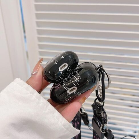 حافظة لطيفة ورائعة من Scream Ghost airpod 2/1، مع مشبك سلسلة مفاتيح على شكل جمجمة مضحكة وحلقة تعليق وحبل قصير، مصممة للفتيات والنساء والرجال Apple AirPod 2/1 in Kuwait