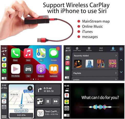 محول Mirabox USB اللاسلكي كار بلاي لوحدة السيارة المصنعة، دونجل كار بلاي اللاسلكي لتحويل السلك إلى الأسلاك، متوافق مع سيارات سباق المصنع، يدعم التحكم في زر عجلة القيادة in Kuwait