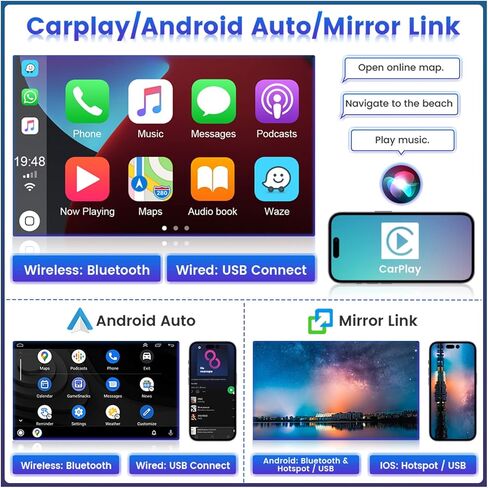 لراديو تويوتا كامري 2007-2011، Roinvou 2+32G Android 11 ستيريو سيارة CarPlay لاسلكي مع Android Auto 9 بوصة شاشة لمس بلوتوث راديو السيارة يدعم مرآة Link GPS WiFi SWC DSP كاميرا احتياطية in Saudi Arabia