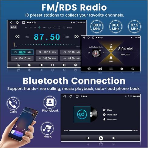 لراديو تويوتا كامري 2007-2011، Roinvou 2+32G Android 11 ستيريو سيارة CarPlay لاسلكي مع Android Auto 9 بوصة شاشة لمس بلوتوث راديو السيارة يدعم مرآة Link GPS WiFi SWC DSP كاميرا احتياطية in Saudi Arabia