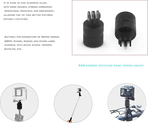 Niewalda Aluminum Bike/Motor Handlebar Mount for GoPro and Action Cameras | 360° Rotary Motorcycle Clamp Holder for AKASO Campark, Professional Cycling Bracket for Vlogging in Saudi Arabia