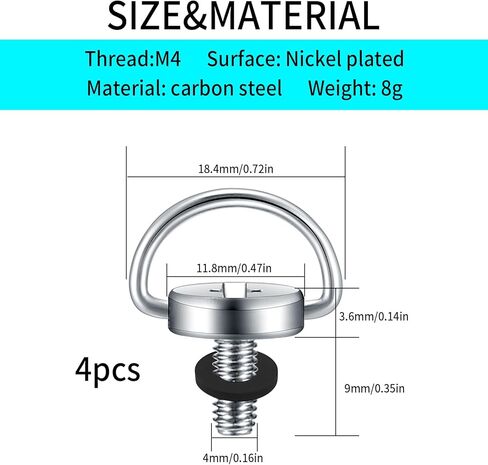 4 Pcs M4 Camera Tripod Mounting Screws, D-Ring Stainless Steel Camera Fixing Screws, Compatible with DJI RC and Mini 3 Pro Remote Controller, Camera Tripod Monopod Quick Release Plate in Kuwait