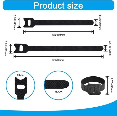 VENGABY 160PCS Fastening Cable Ties Reusable, 6 inch/8 inch Cable Management Ties, Reusable Cable Ties, Electrical Cable Ties, Adjustable Wire Ties Cord Organizer for Home Office Data Centers PC TV in Saudi Arabia