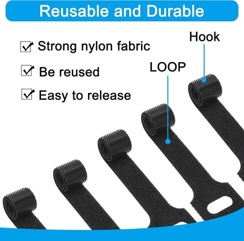 VENGABY 160PCS Fastening Cable Ties Reusable, 6 inch/8 inch Cable Management Ties, Reusable Cable Ties, Electrical Cable Ties, Adjustable Wire Ties Cord Organizer for Home Office Data Centers PC TV in Saudi Arabia