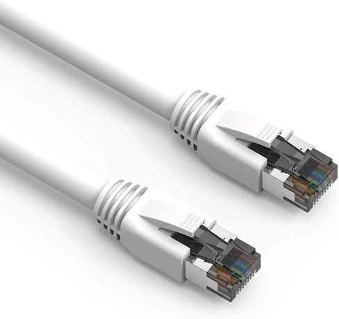 Nippon Labs Cat8 RJ45 0.5FT Ethernet Patch Internet Network LAN Cable، داخلي/خارجي، 24AWG محمي بأحدث 40 جيجابت في الثانية 2000 ميجاهرتز، مقاوم للطقس S/FTP لجهاز التوجيه، PS4، PS5، Xbox، PoE، Switch، Modem (أبيض) in Kuwait