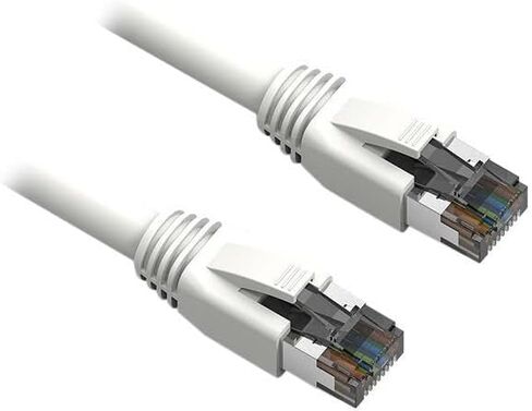 Nippon Labs Cat8 RJ45 0.5FT Ethernet Patch Internet Network LAN Cable، داخلي/خارجي، 24AWG محمي بأحدث 40 جيجابت في الثانية 2000 ميجاهرتز، مقاوم للطقس S/FTP لجهاز التوجيه، PS4، PS5، Xbox، PoE، Switch، Modem (أبيض) in Kuwait