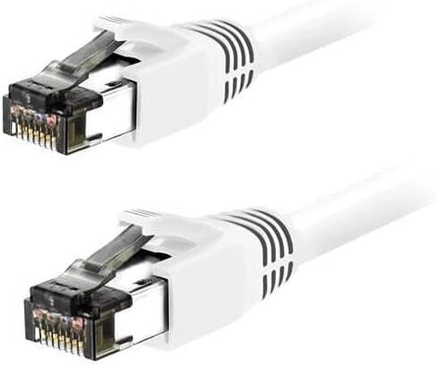 Nippon Labs Cat8 RJ45 0.5FT Ethernet Patch Internet Network LAN Cable، داخلي/خارجي، 24AWG محمي بأحدث 40 جيجابت في الثانية 2000 ميجاهرتز، مقاوم للطقس S/FTP لجهاز التوجيه، PS4، PS5، Xbox، PoE، Switch، Modem (أبيض) in Kuwait