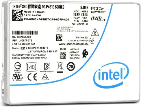 Dell Intel P4510 8 تيرابايت PCIe Gen3 x4 NVMe U.2 2.5 بوصة SSD Enterprise - SSDPE2KX080T851 in Kuwait
