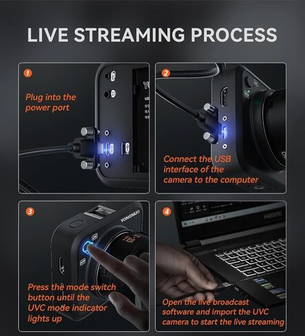 كاميرا YONGNUO YN433 بدون مرآة Micro Four Thirds M43 مع بث مباشر، كاميرا بث مباشر احترافية 4K USB، تدعم البث المباشر متعدد الكاميرات in Kuwait