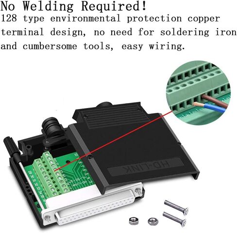 ANMBEST 2PCS Thinner DB37 Solderless RS232 D-SUB Serial to 37-pin Port Terminal Male Adapter Connector Breakout Board with Case Long Bolts Tail Pipe in Saudi Arabia