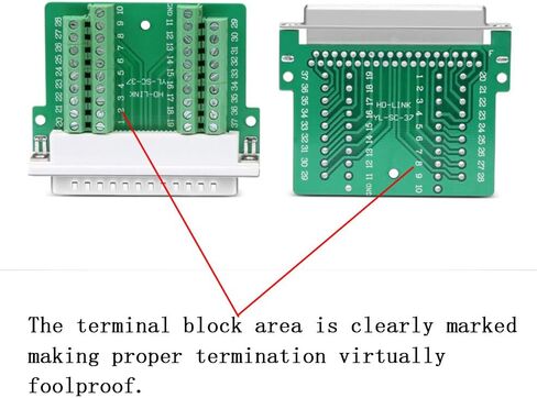 ANMBEST 2PCS Thinner DB37 Solderless RS232 D-SUB Serial to 37-pin Port Terminal Male Adapter Connector Breakout Board with Case Long Bolts Tail Pipe in Saudi Arabia