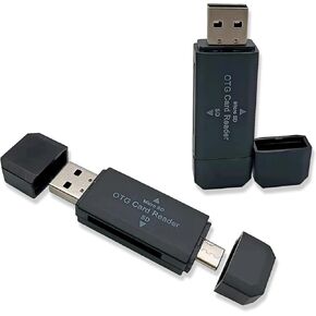 2 Pack SD Card Reader, USB-C OTG Adapter and USB 2.0 Portable Memory Card Reader for SD TF SDXC SDHC MMC RS-MMC Micro SD Micro SDXC Micro SDHC Card and UHS-I Cards (Black) in Kuwait