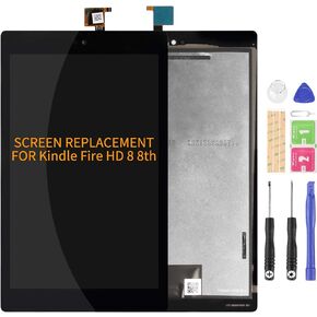 لشاشة Amazon Kindle Fire HD8 8th 2018 LCD البديلة لشاشة LCD Fire HD 8 8th Gen لشاشة Amazon HD8 2018 التي تعمل باللمس، L5S83A، مجموعات إصلاح أجزاء التجميع باللون الأسود in Kuwait