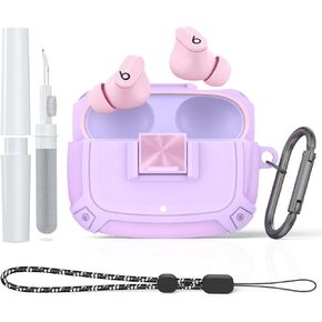 [Upgrade Secure Lock] Beats Studio Buds Case (2021) / Beats Studio Buds+ Case Cover (2023), WQNIDE Full-Body Shockproof Protective Shell Skin with Cleaner kit &Lanyard& Keychain (Grey) in Kuwait