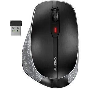 ماوس Cherry MW 8C Ergo اللاسلكي والقابل لإعادة الشحن، اتصال مريح بالبلوتوث أو اتصال لاسلكي باستخدام اليد اليمنى AES-128، مستشعر مشفر عالي الدقة باللون الأسود in Kuwait