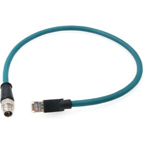 HangTon M12 Ethernet 8 Pin X-Code RJ45 CAT-7e GigE Cable for Basler Cognex Industrial Camera Sensor (1 Meter) in Kuwait