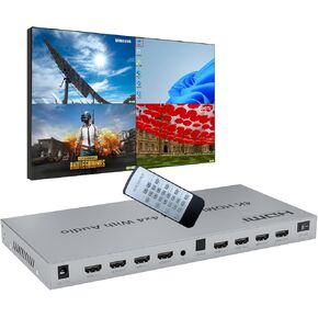 مصفوفة HDMI 4K، محول فاصل HDMI صوتي 4X4، 4 HDMI في 4 مخرج HDMI HDMI 1.4، محول صوت 3.5 مم وEDID، يدعم جهاز التحكم عن بعد بالأشعة تحت الحمراء، ضغطة زر، RS232، 4k@30HZ، 1080P 3D، HDCP، YUV 4:4 :4 in Kuwait