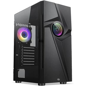 حافظة كمبيوتر الألعاب Bgears b-Vortex-RGB ATX مع لوحة أمامية ARGB بتأثير الوهم البصري، وجانب من الزجاج المقسى. 1 × USB3.0، يتضمن 1 × مراوح دوامية PWM 120 مم b-ARGB. يدعم ما يصل إلى لوحة EATX، باللون الأسود in Kuwait