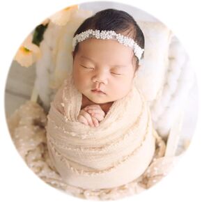 Zeroest Newborn Photo Props Hat Blanket Photography for Babies Cloth Wrap Hats Set Baby Boy Girl Photo Shoot Outfits (Beige White) in Saudi Arabia