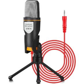 IUKUS PC Microphone with Mic Stand, Professional 3.5mm Jack Recording Condenser Microphone Compatible with PC, Laptop, IP@d, iPh0ne, Mac-Recorder Singing YouTube Skype Gaming (3.5mm PC Microphone) in Saudi Arabia