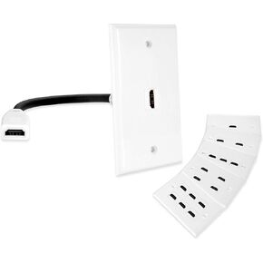 MXTECHNIC Single Port 4K HDMI Wall Plate Outlet Cover with 6 Inch Female to Female High Speed HDMI Pigtail Cable for Video Game Systems,TV Boxes(4-Port)