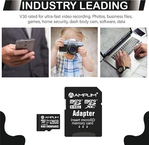 Amplim Micro SD Card 128GB, 2 Pack Extreme High Speed MicroSD Memory Plus Adapter, MicroSDXC U3 Class 10 V30 UHS-I Nintendo-Switch, GoPro Hero, Surface, Phone Galaxy, Camera Security Cam, Tablet, PC in Kuwait