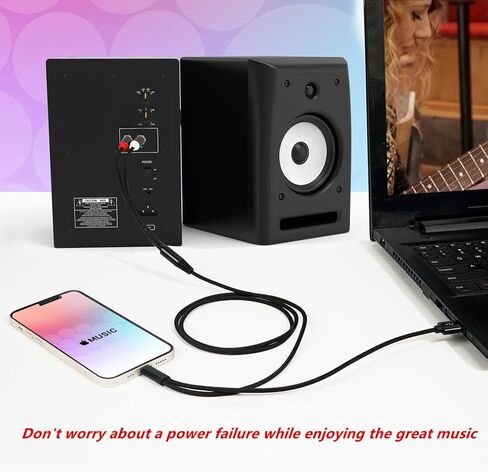 شاحن USB WUSERNING ومنفذ iOS إلى كابل صوت ستيريو RCA، سلك Y مقسم باللونين الأحمر والأبيض متوافق مع iPhone/ipad/iPod متصل بالسيارة ومكبر الصوت والمسرح المنزلي ومكبر الصوت والمزيد. (4.0 قدم) in Kuwait