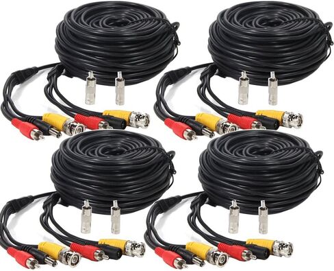 4 Pack 10ft CCTV Security Surveillance Camera Video Power Cable Pre-Made All-in-One BNC RCA Cable in Kuwait
