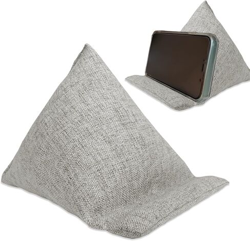 WARMTONE Mini Bean Bags Phone Pillows Set of 2, Bed Phone Holder Laying Down Cell Phone Stand for Desk Office, Tablet Pillow Cushion for Bedside, Universal Fit for All Smartphone, Light Grey in Kuwait