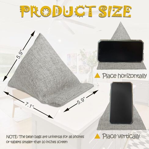 WARMTONE Mini Bean Bags Phone Pillows Set of 2, Bed Phone Holder Laying Down Cell Phone Stand for Desk Office, Tablet Pillow Cushion for Bedside, Universal Fit for All Smartphone, Light Grey in Kuwait