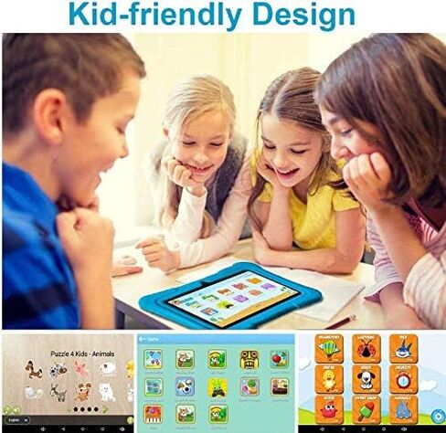 تابلت الاطفال بريتوم 7 بوصة | رباعي النواة أندرويد 10.0، 32 جيجابايت روم | واي فاي، بلوتوث، كاميرا مزدوجة | Educationl، الألعاب، الرقابة الأبوية، برامج الأطفال المثبتة مسبقًا مع حافظة الكمبيوتر اللوحي للأطفال (أزرق فاتح) in Kuwait