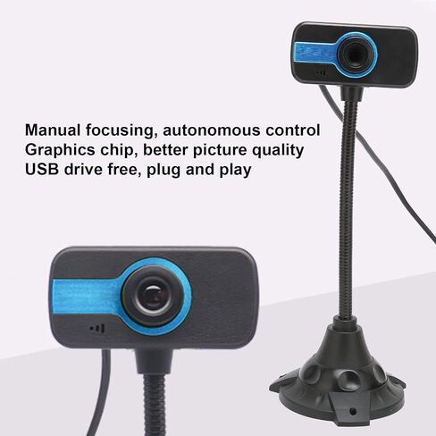 كاميرا ويب Dpofirs HD مع ميكروفون، كاميرا ويب USB 640x480 DPI مع حامل معقوفة، تركيز يدوي، مستشعر CMOS، كاميرا كمبيوتر USB عريضة للمكالمات، مؤتمرات الفيديو، البث المباشر in Kuwait