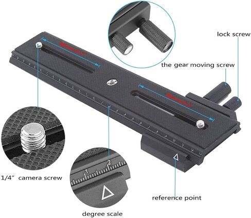 EXMAX 26cm/10.2in 2 Way Macro Shot Focusing Focus Rail Slider 1/4" Quick Screw Release Mount Camera Flash Support Plate with Standard 1/4" Screw in Saudi Arabia